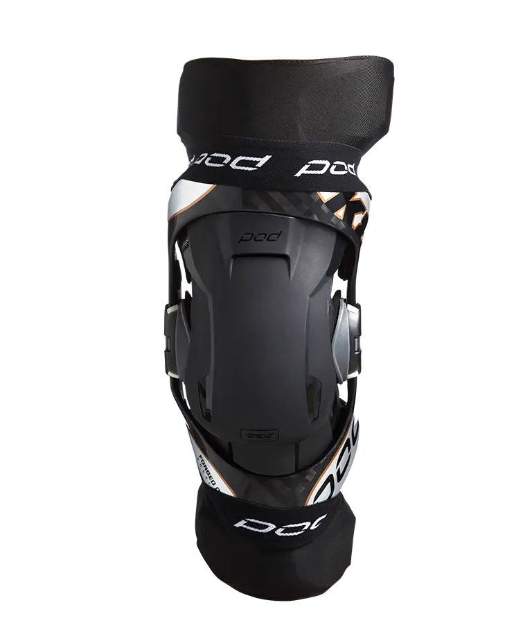 POD KX Knee Sleeves on a white K4 Knee Brace front view