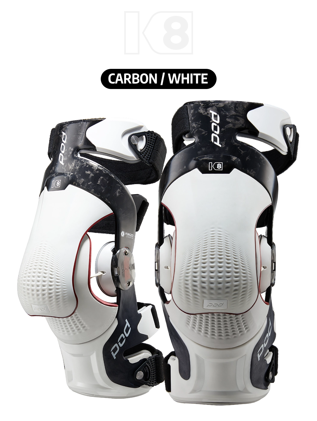 POD K8 3.0 Forged Carbon Knee Brace White